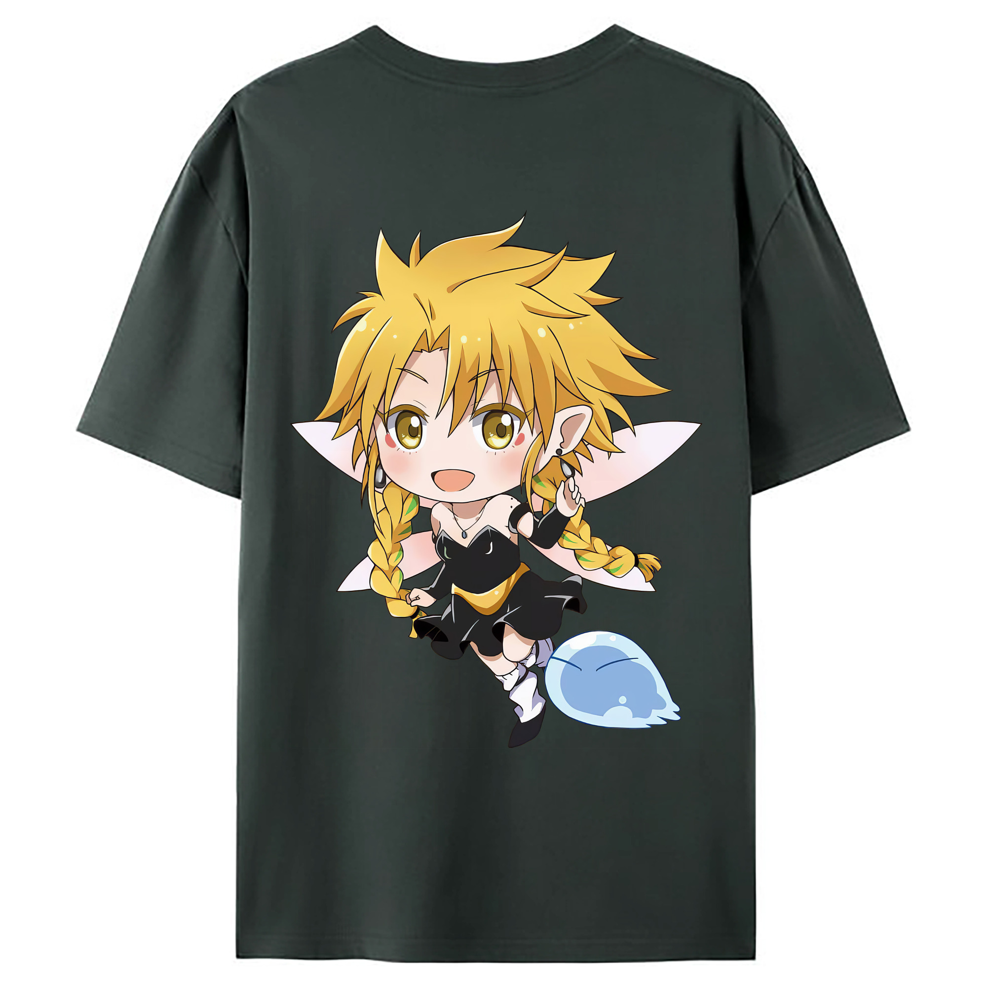 （画像用） 転スラ Regarding Reincarnated to Slime 綿100％ メンズ半袖Tシャツ（バックプリント） 通気性